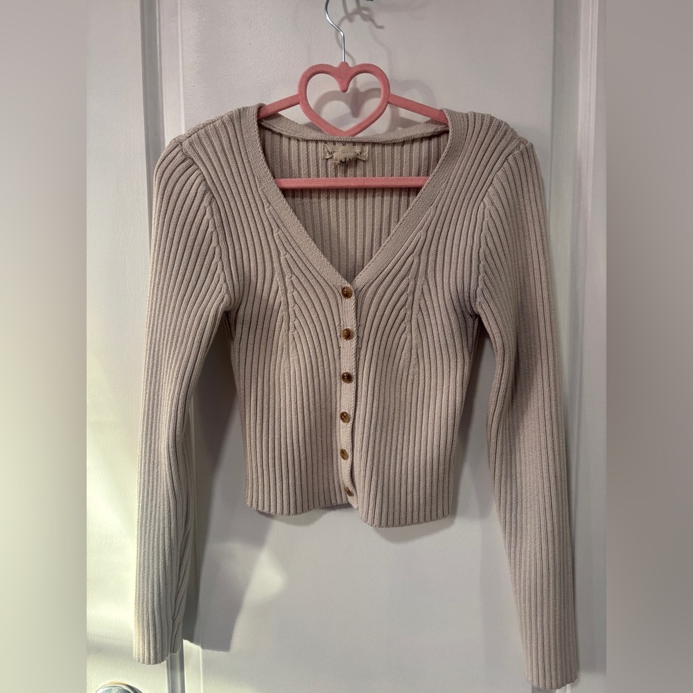 Women's Cream Button-Up Sweater